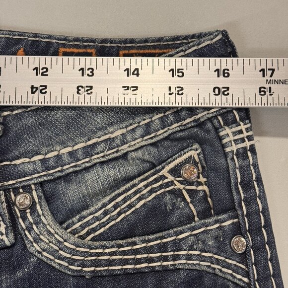 Rock Revival Jeans Womens 29 Blue Elaina Easy Boot Distressed Dark Wash Denim - Picture 7 of 11